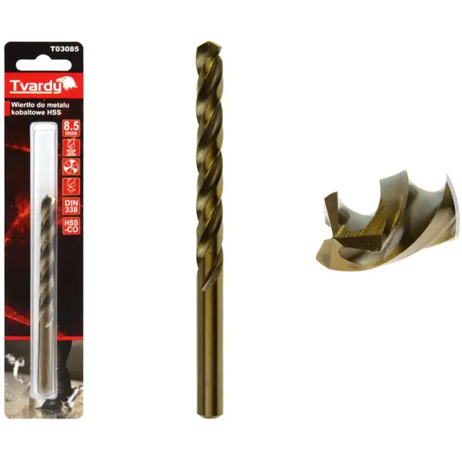 Tvardy HSS Cobalt Boor - Drie Groeven - Warmtebestendig - 8,5 mm