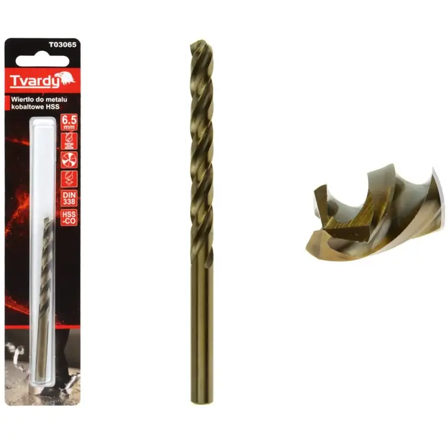 Tvardy HSS Cobalt Boor - Drie Groeven - 6,5 mm - Hoge Warmtebestendigheid