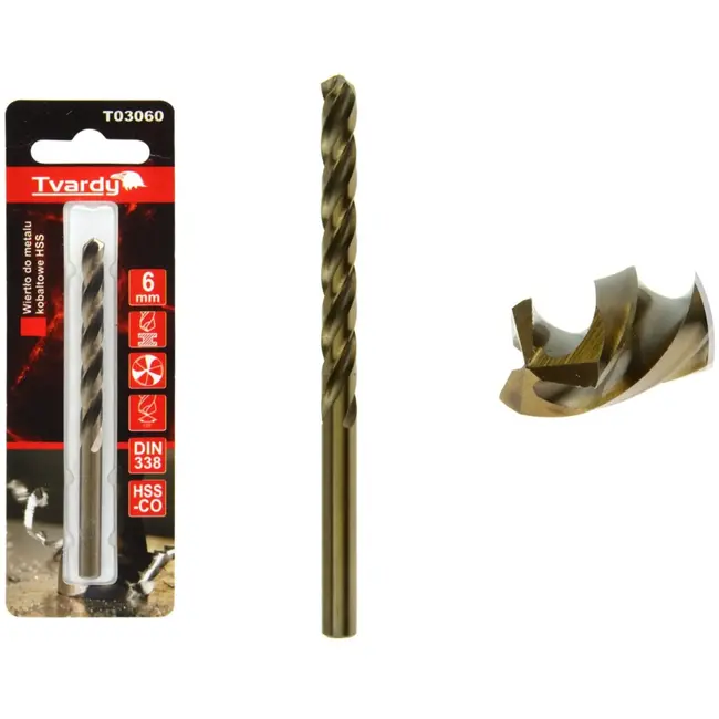 Tvardy HSS Cobalt Boor - 3 Groeven - 6 mm - Warmtebestendig - Hoge Nauwkeurigheid