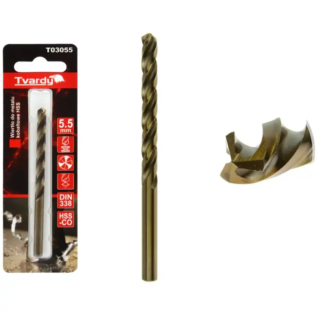 Tvardy HSS Cobalt Boor - Drie Groeven - 5,5 mm - Warmtebestendig