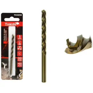 Tvardy HSS Cobalt Boor - 3 Groeven - 5 mm - Warmtebestendig