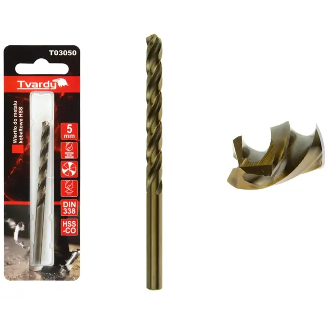 Tvardy HSS Cobalt Boor - 3 Groeven - 5 mm - Warmtebestendig