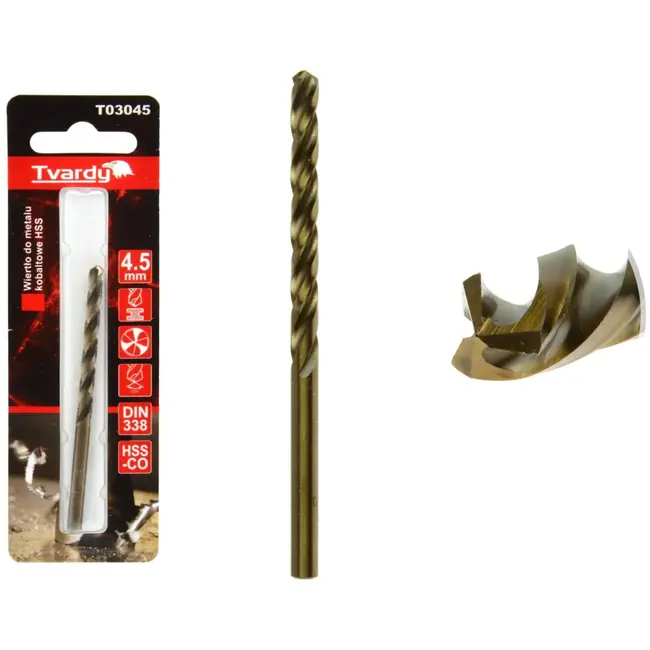 Tvardy HSS Cobalt Boor - Drie Groeven - 4,5 mm - Warmtebestendig