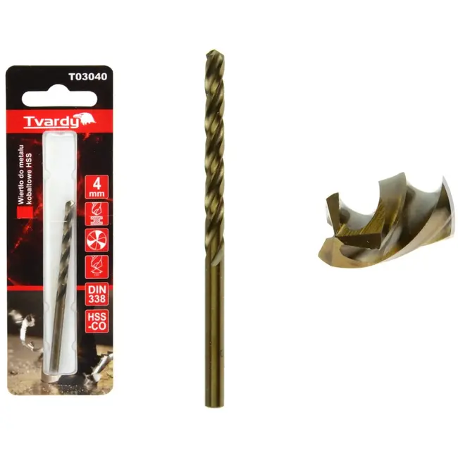 Tvardy HSS boor - hittebestendig - kobalt legering - 3 snijkanten - 4 mm