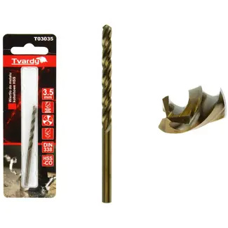 Tvardy HSS Cobalt Boor - Drievoudige Groeven - 3,5 mm - Warmtebestendig