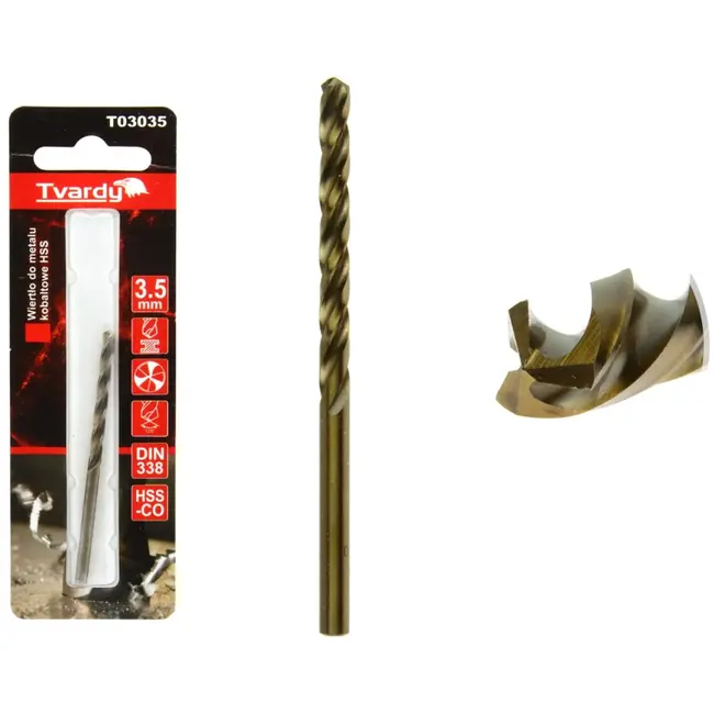 Tvardy HSS Cobalt Boor - Drievoudige Groeven - 3,5 mm - Warmtebestendig