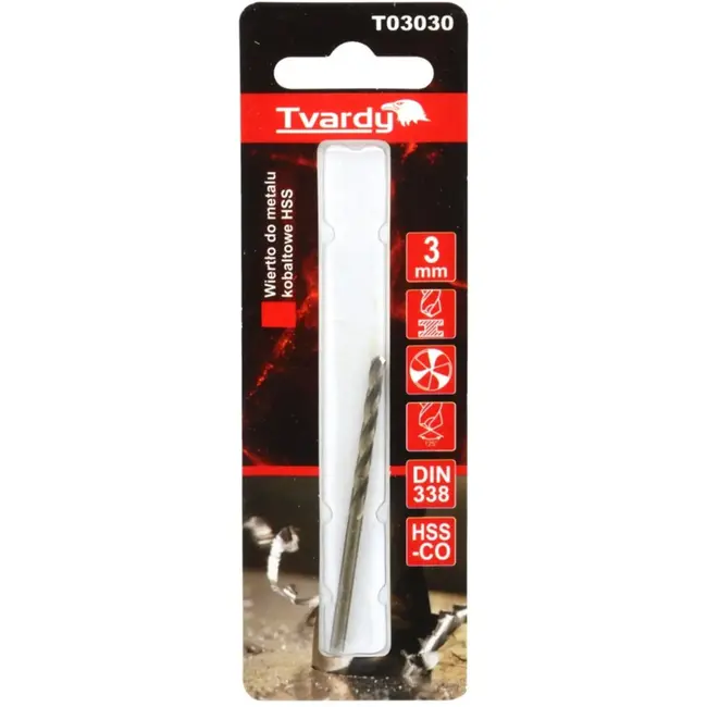 Tvardy HSS Cobalt Boor - 3 Fluiten - 3 mm - Warmtebestendig - Hoge Nauwkeurigheid