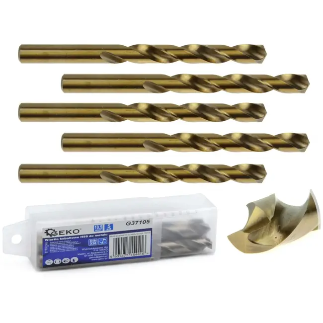 GEKO Metaalboor - HSS M35 - 5% Kobalt - 10,5 mm - Hoge Warmtebestendigheid - 5 stuks