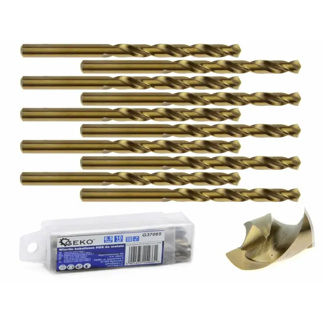 GEKO Metaalboor - HSS M35 - 6,5 mm - Hoge thermische weerstand - Precieze snede - 10 stuks