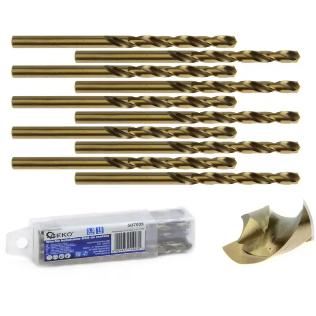 GEKO Metaalboor - HSS M35 - 5% kobalt - 3,5 mm - Hoge thermische weerstand - 10 stuks