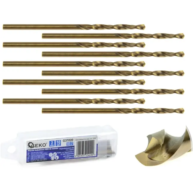 GEKO Metaalboor - HSS M35 Staal - 2 mm - Cobalt 5% - Hoge Warmtebestendigheid - 10 stuks