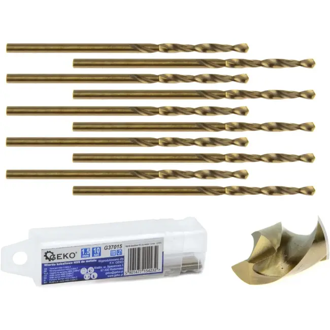 GEKO Metaalboor - HSS M35 - 5% Kobalt - 1,5 mm - Hoge Warmtebestendigheid - 10 stuks