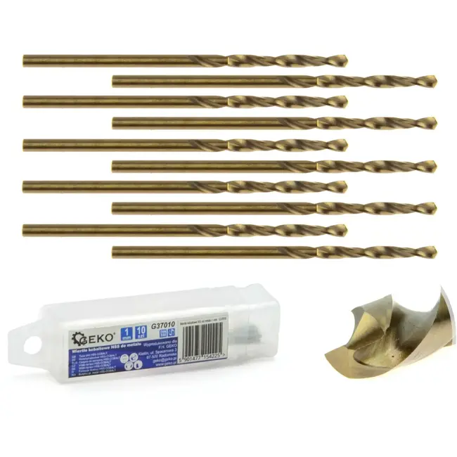 GEKO Metaalboor - HSS M35 - 5% Kobalt - 1 mm - Hoge Precisie - 10 stuks