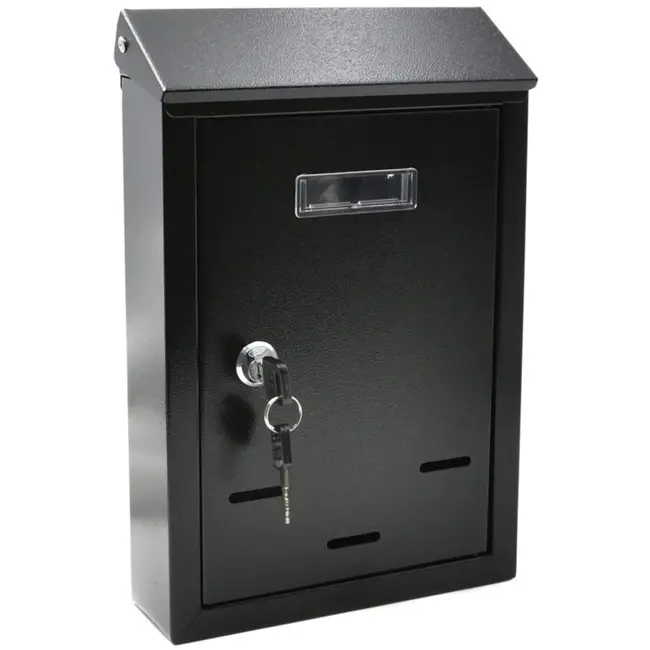 GEKO Stalen brievenbus - roestbestendig - met naamvenster - zwart - 300x215x65 mm