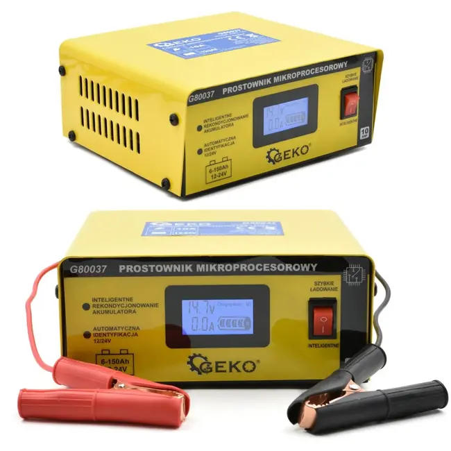 GEKO Acculader - Automatisch - LCD Display - 12/24V - 10A - Slim & Snel Laden