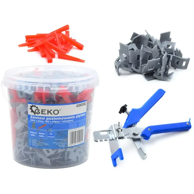 GEKO Tegel nivelleersysteem - Efficiënt en nauwkeurig - 300 clips, 100 wiggen, 1 tang - Geschikt voor 4-14 mm dikte