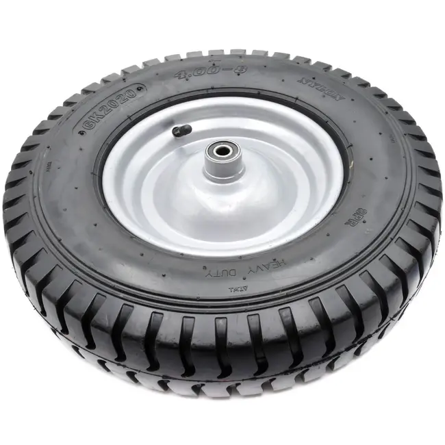 GEKO Rubberwiel voor kruiwagen - 180 kg draagkracht - 8-laags - 12 mm as - 405 mm diameter