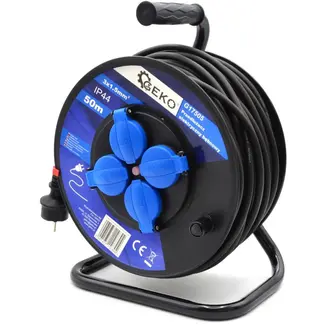 GEKO Elektrische kabelhaspel - 50m - 3x1.5mm² - IP44 - 4 stopcontacten