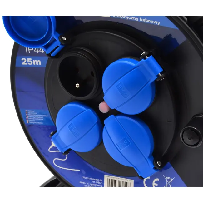 GEKO Elektrische kabelhaspel - 25m - IP44 - 4 stopcontacten - 3x1.5mm²