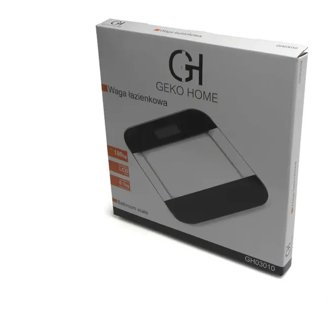 GEKO Glazen badkamerweegschaal - LCD - 180 kg - 28x28 cm - 6 mm glasdikte