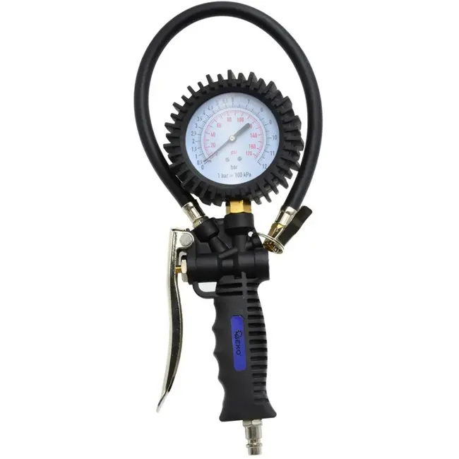 GEKO Tyre Inflator - Met Manometer - Flexibele Slang - Schokbestendige Bescherming - 12 bar