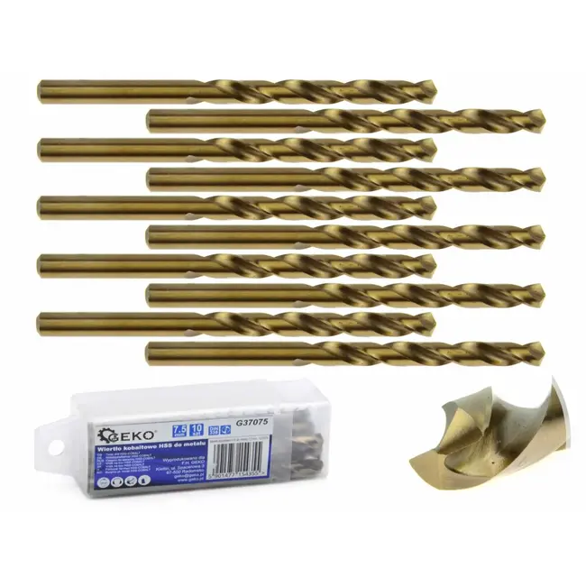 GEKO Metaalboor - HSS M35 - 5% kobalt - 7,5 mm - Hoge thermische weerstand - 10 stuks