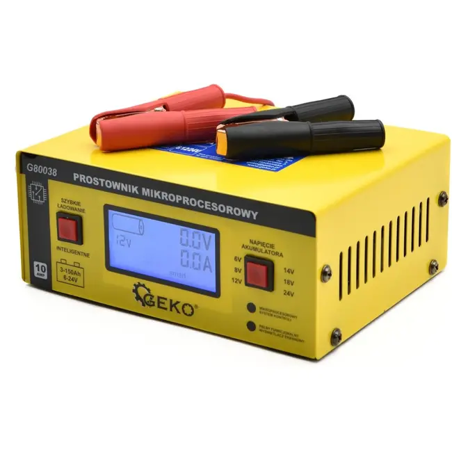 GEKO Acculader - LCD Display - 6/12/24V - Automatisch - Snelladen - 10A