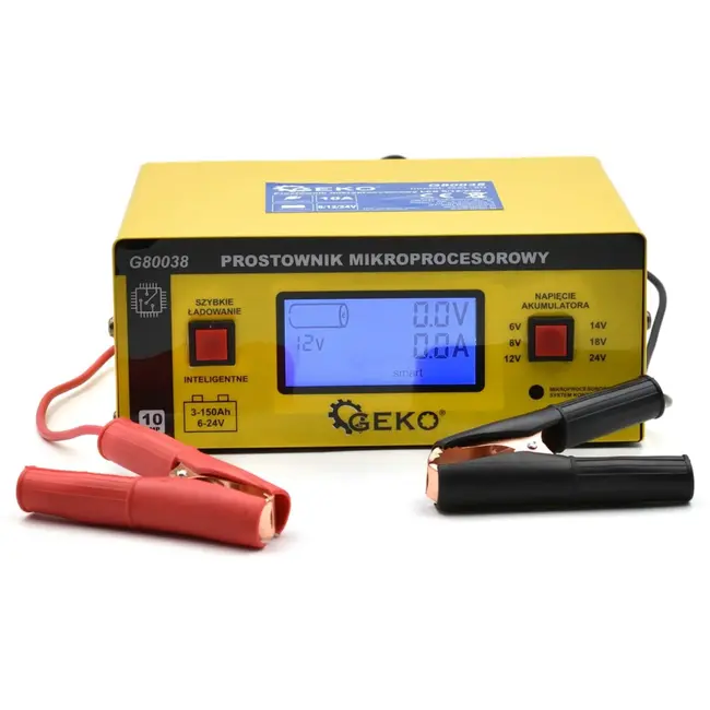 GEKO Acculader - LCD Display - 6/12/24V - Automatisch - Snelladen - 10A