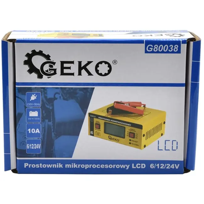 GEKO Acculader - LCD Display - 6/12/24V - Automatisch - Snelladen - 10A