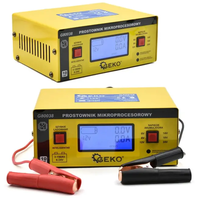 GEKO Acculader - LCD Display - 6/12/24V - Automatisch - Snelladen - 10A