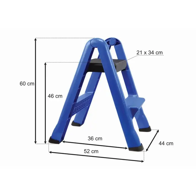 GEKO Twee-treden opstapkruk - inklapbaar - lichtgewicht kunststof - draagkracht 150kg - 60cm