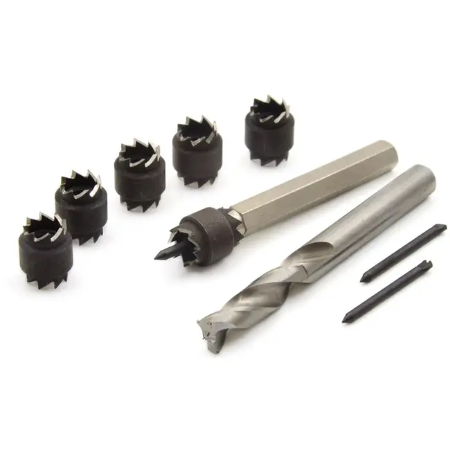 GEKO Spotlasboor- en snijset - precisieboren - dubbelzijdige snijkronen - metaalopslag - M8-M10