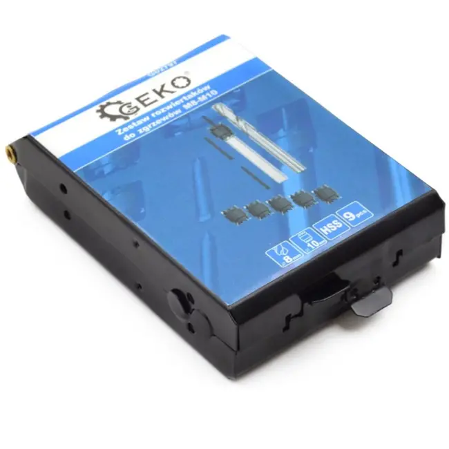 GEKO Spotlasboor- en snijset - precisieboren - dubbelzijdige snijkronen - metaalopslag - M8-M10