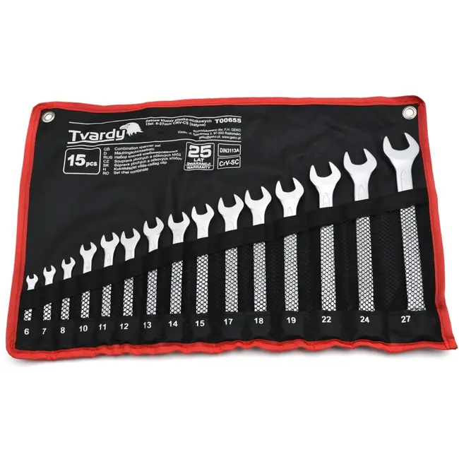 Tvardy 15-delige steeksleutelset - 6-27 mm - CRV staal - satijn afwerking - koud gesmeed