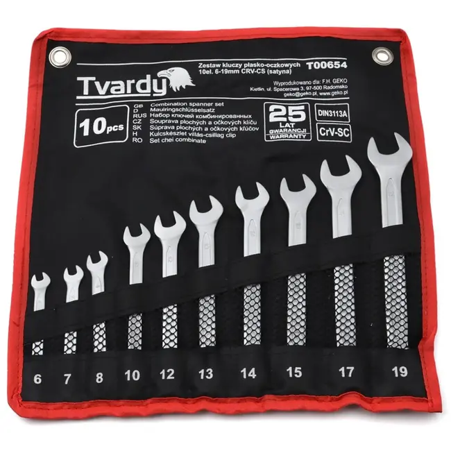 Tvardy 10-delige steeksleutelset - 6-19 mm - CRV staal - Satijn afwerking - Koud gesmeed