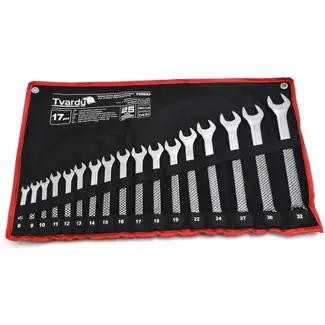 Tvardy 17-delige steeksleutelset - CRV staal - 8-32 mm - satijn afwerking - koud gesmeed