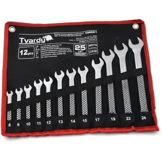 Tvardy 12-delige steeksleutelset - CRV staal - 8-24 mm - Satijn afwerking - Koud gesmeed
