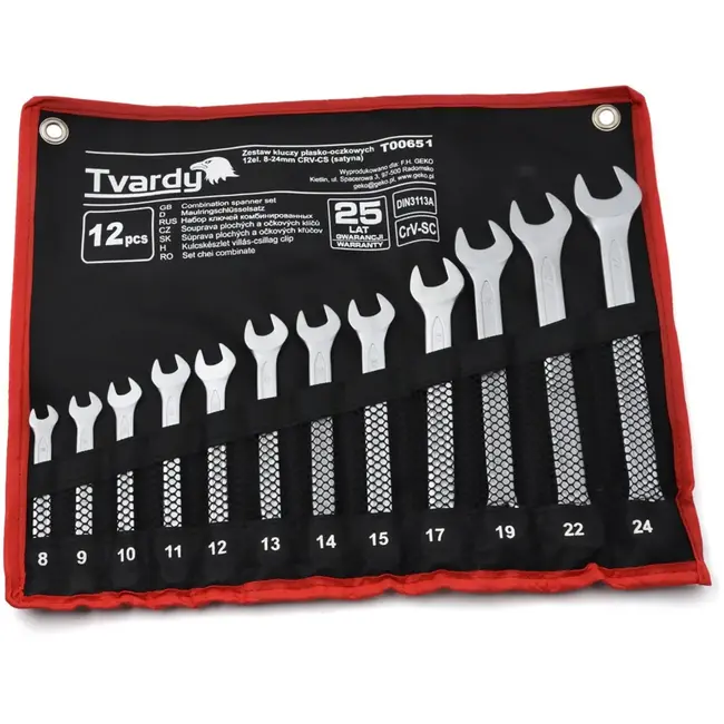 Tvardy 12-delige steeksleutelset - CRV staal - 8-24 mm - Satijn afwerking - Koud gesmeed
