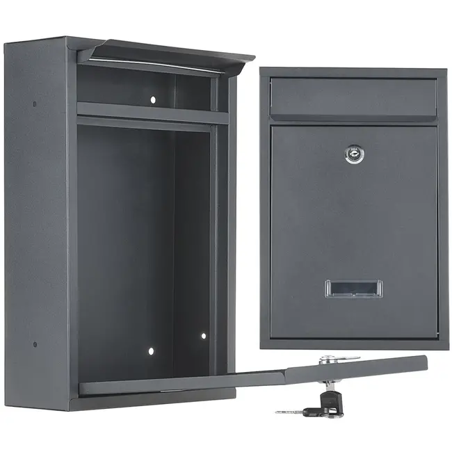 GEKO Stijlvolle zwarte brievenbus - roestbestendig staal - 320x240x80mm