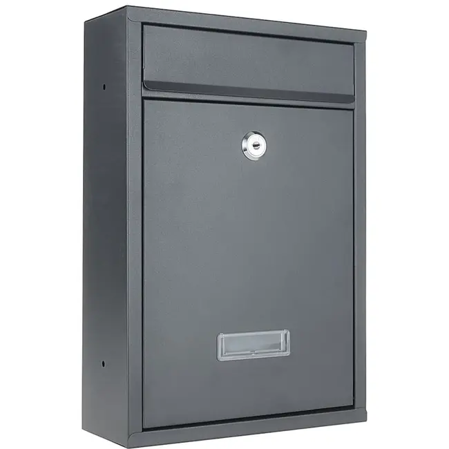 GEKO Stijlvolle zwarte brievenbus - roestbestendig staal - 320x240x80mm