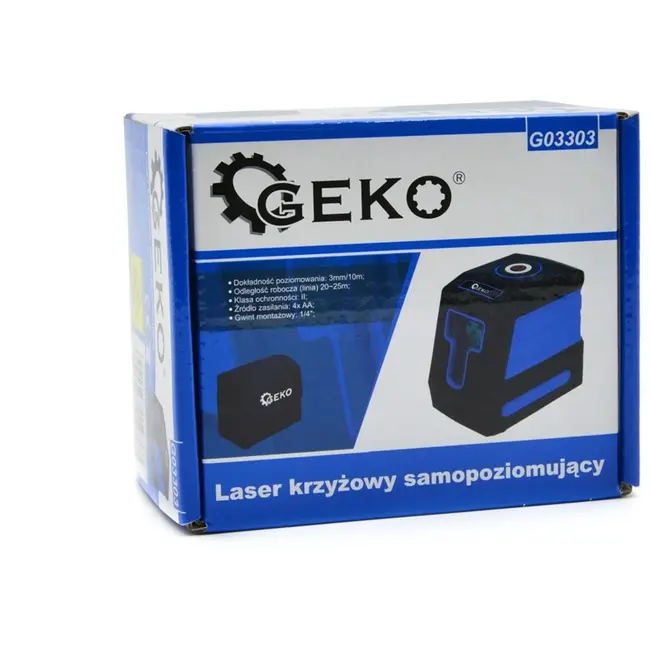 GEKO Zelfnivellerende kruislijnlaser - Diagonale projectie - Inclusief batterijen en hoes