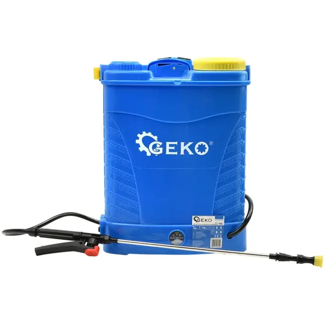 GEKO Elektrische rugspuit - 16L - blauw - dubbele filters - telescopische lans