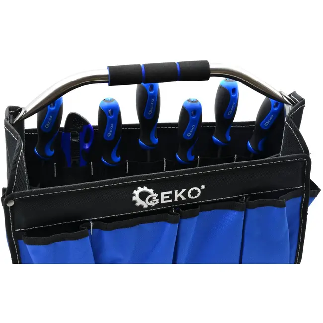 GEKO Opvouwbare gereedschapstas - buisvormige handgreep - polyester 600D - veel opbergruimte
