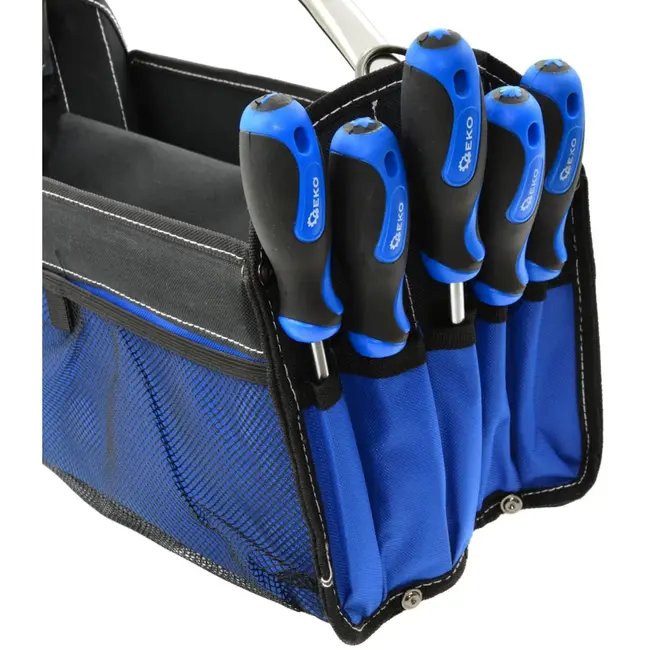 GEKO Opvouwbare gereedschapstas - buisvormige handgreep - polyester 600D - veel opbergruimte