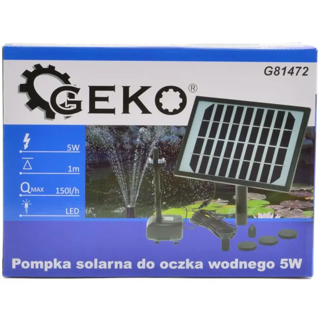 GEKO Zonnevijverpomp - 5W - Max. 150 L/h - Max. hoogte 1 m