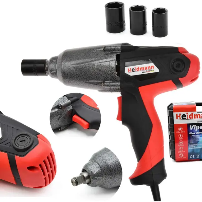 Heidmann Elektrische slagmoersleutel - 800 Nm - 2000W - Inclusief 4 doppen - Met koffer