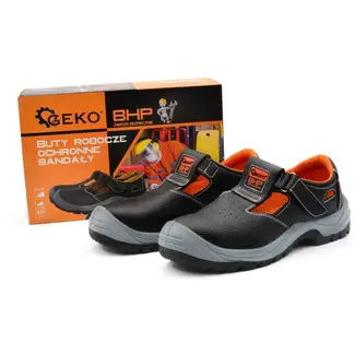 GEKO Zwarte werksandalen - leer - antistatisch - stalen neus - maat 45