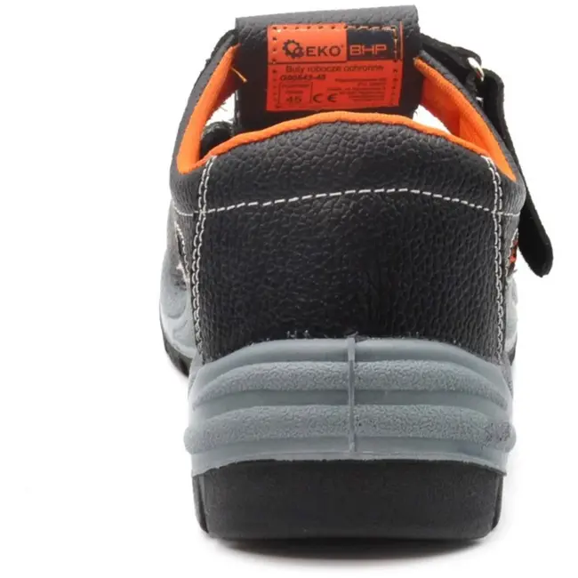 GEKO Zwarte leren werksandalen - antislip - stalen neus - maat 42