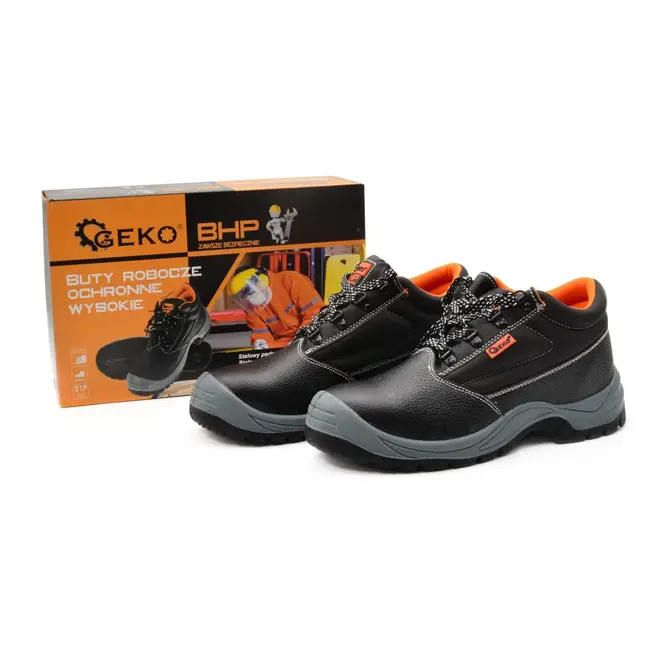 GEKO Hoge veiligheidsschoenen - S1P - Antislip - Maat 40 - Zwart leer