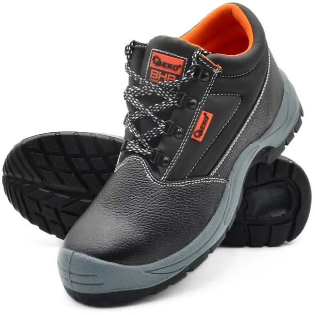 GEKO Hoge veiligheidsschoenen - S1P - Antislip & Antistatisch - Maat 39 - Zwart leer